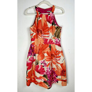 Eliza J. High Neck Spring Floral Preppy Summer Feminine Fit & Flare Dress
